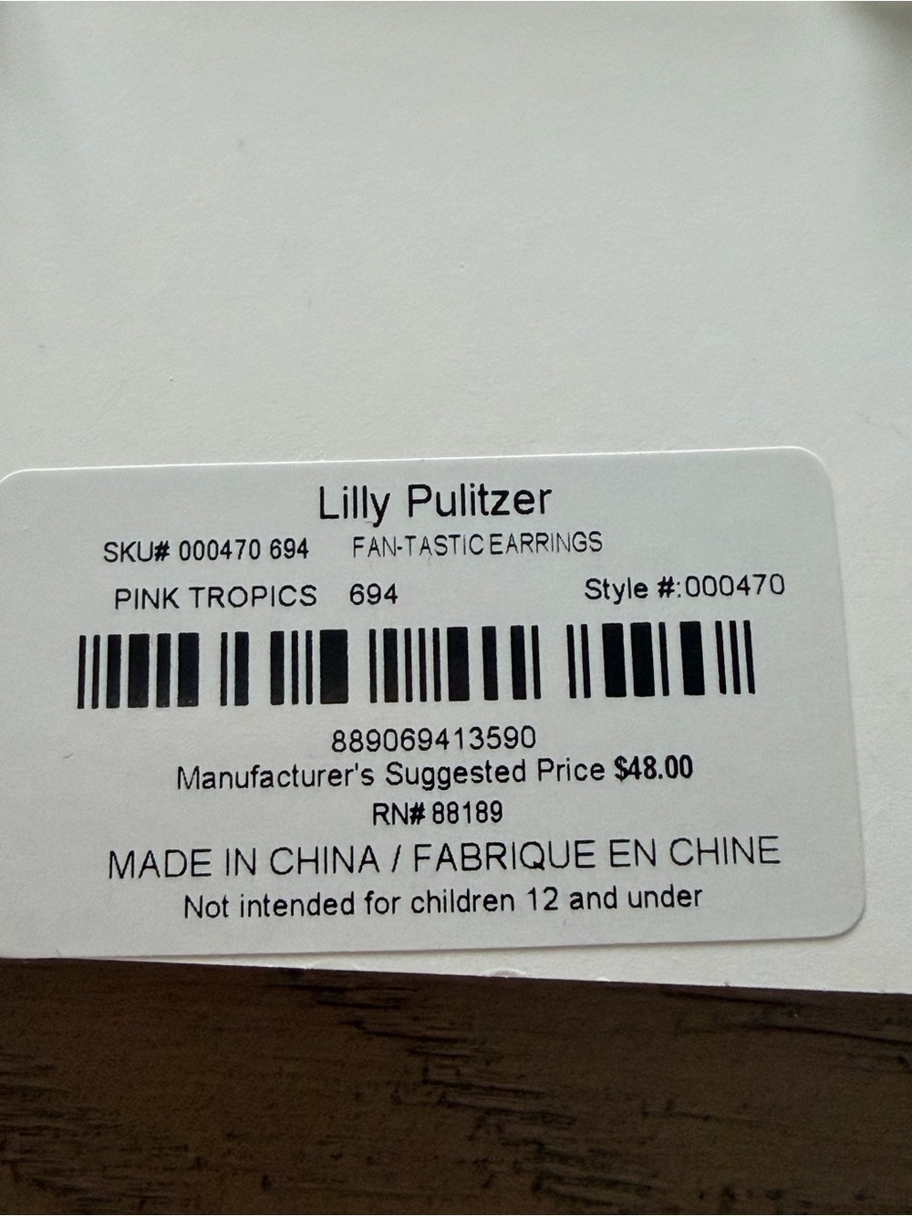 Lilly Pulitzer pink tropic earrings - Picture 2 of 2